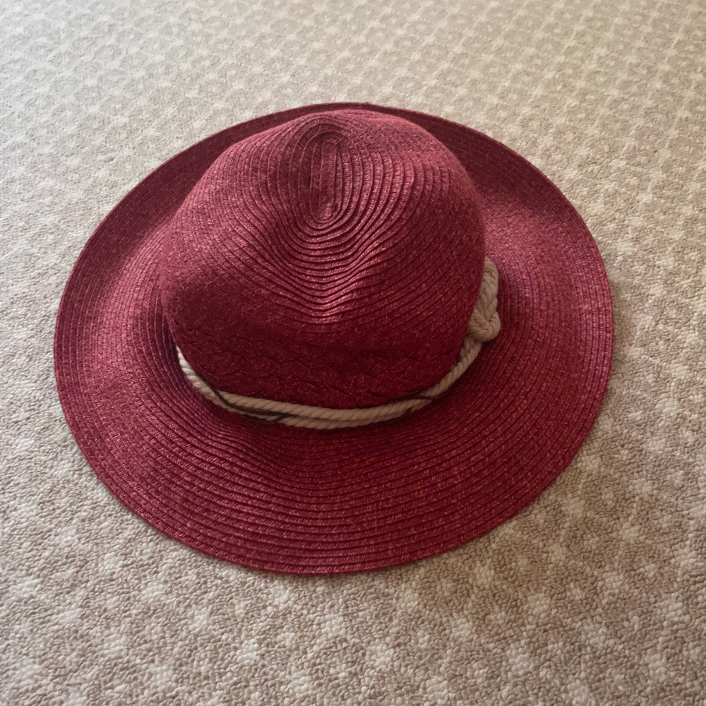 Anthropologie red straw hat